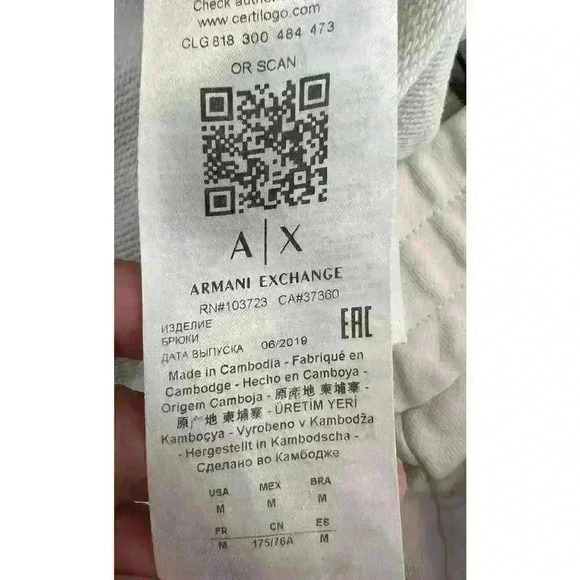 A|X Armani Exchange Women's Athleisure Jersey Fleece Trousers Jogger white Sz M - Picture 10 of 16